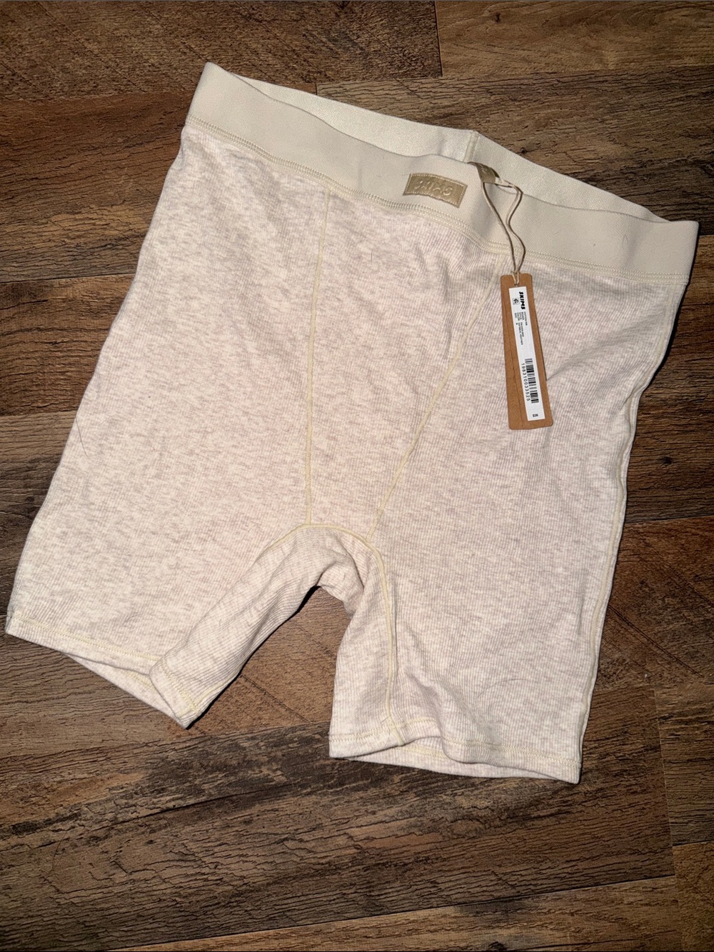 Skims Cotton Ribbed Boxer Size Medium in Oatmeal